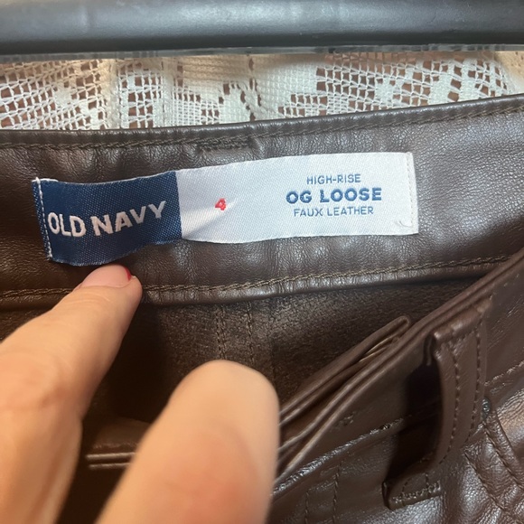 Old Navy Brown OG High Rise Vegan Leather Pants - Picture 3 of 10